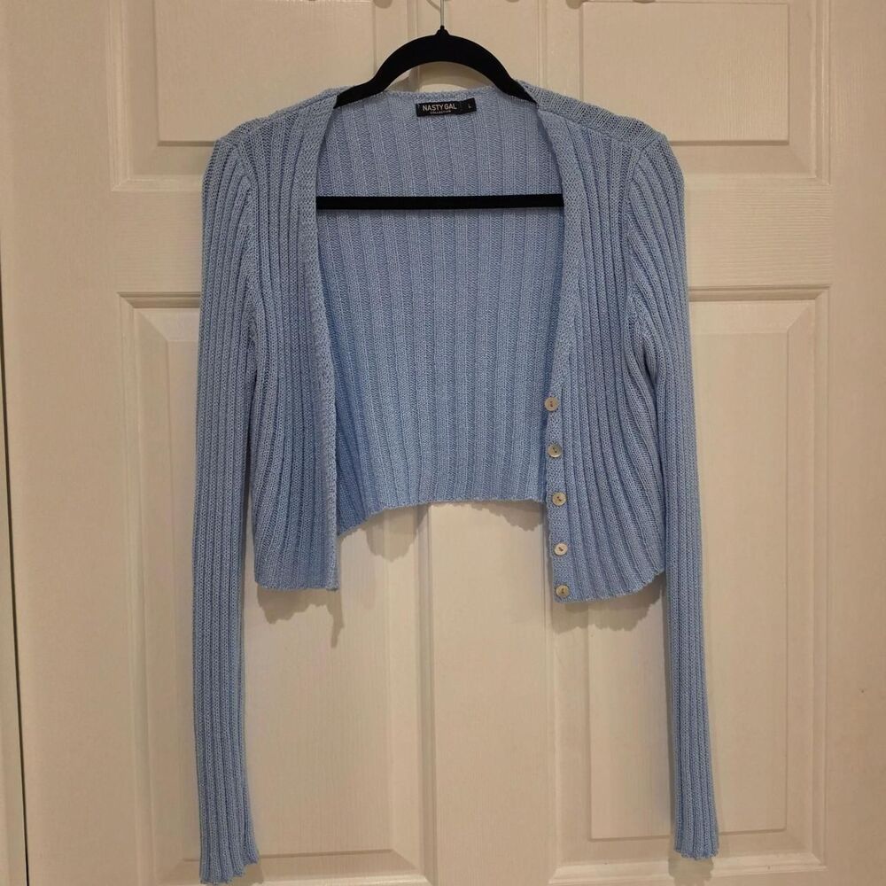 Nasty Gal Baby Blue Cropped Cardigan